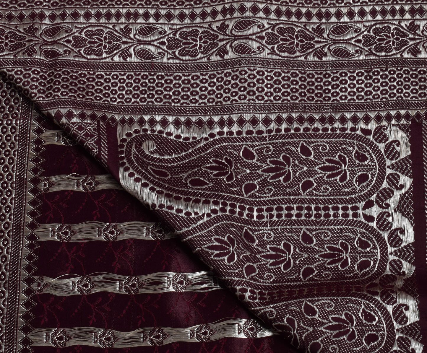 Sushila Vintage Heavy Saree Pure Satin Silk Banarasi Brocade Woven Sari Fabric