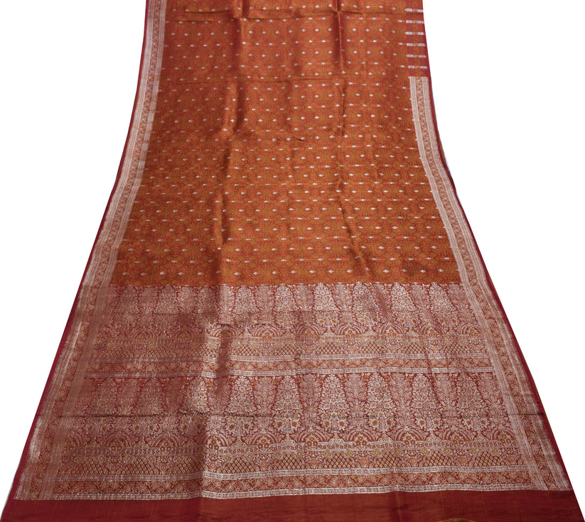 Sushila Vintage Heavy Saree Pure Satin Silk Banarasi Brocade Woven Sari Fabric