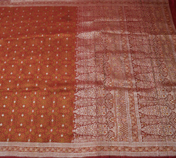 Sushila Vintage Heavy Saree Pure Satin Silk Banarasi Brocade Woven Sari Fabric