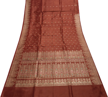 Sushila Vintage Heavy Saree Blend Satin Silk Banarasi Brocade Woven Sari Fabric