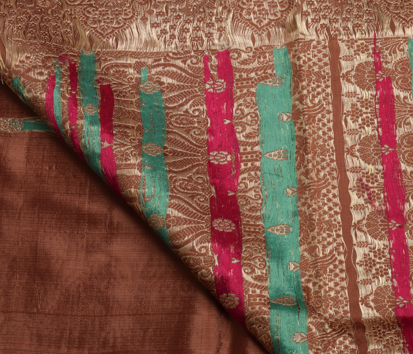 Sushila Vintage Heavy Saree Blend Satin Silk Banarasi Brocade Woven Sari Fabric