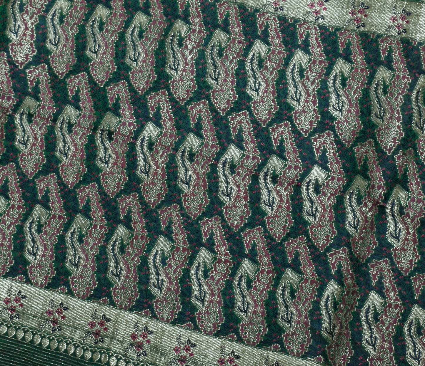 Sushila Vintage Heavy Saree Pure Satin Silk Banarasi Brocade Woven Sari Fabric