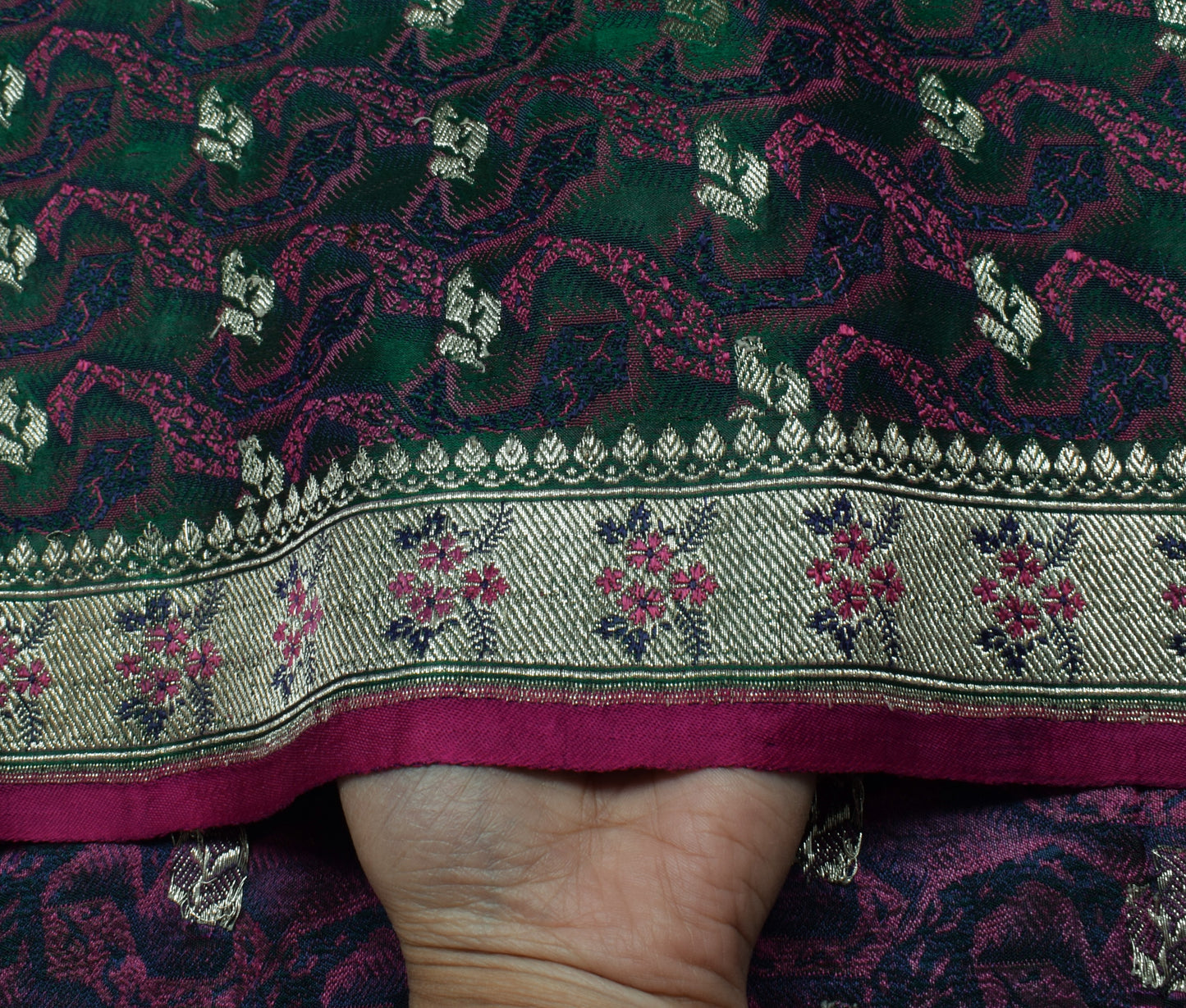 Sushila Vintage Heavy Saree Pure Satin Silk Banarasi Brocade Woven Sari Fabric
