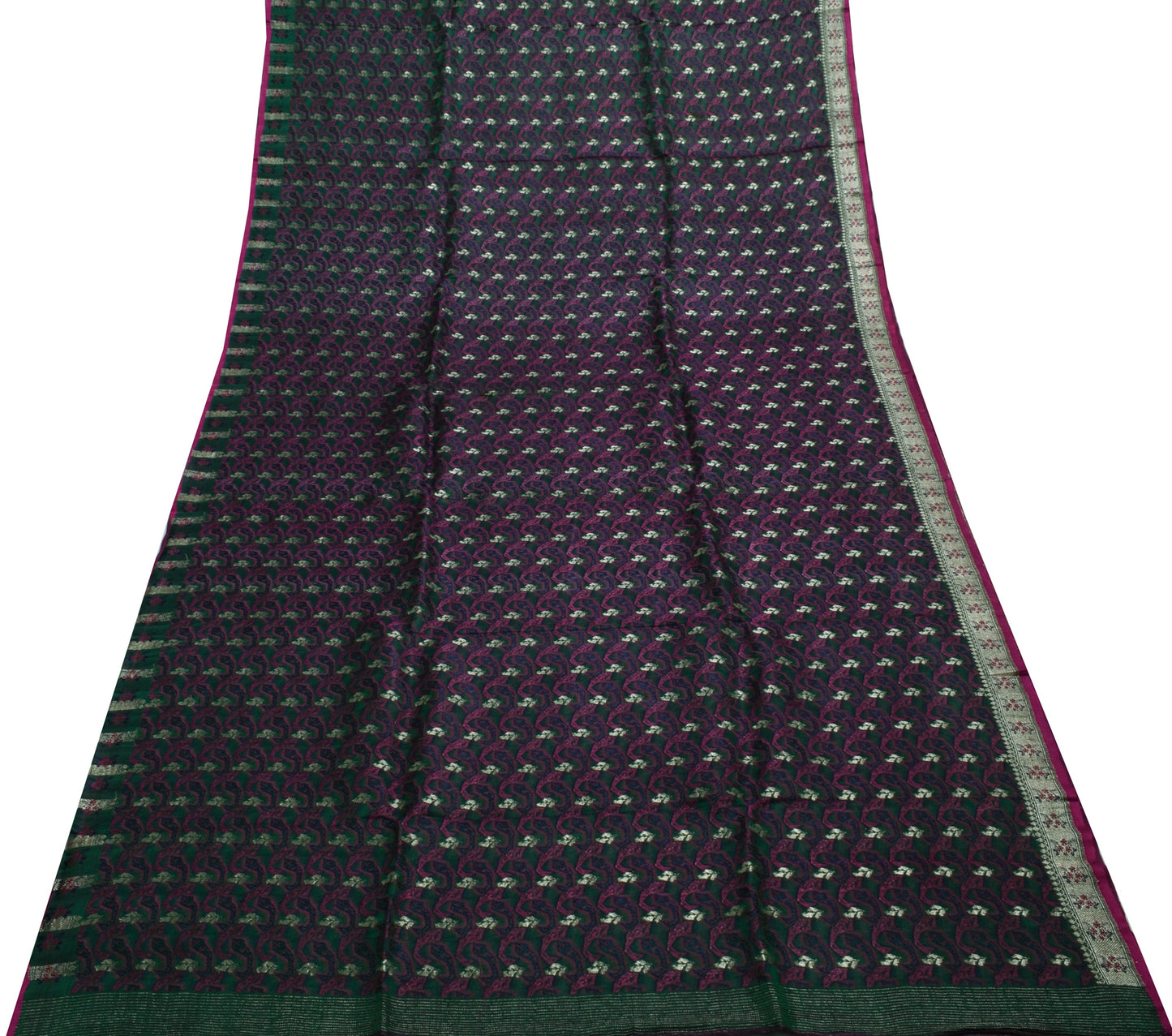 Sushila Vintage Heavy Saree Pure Satin Silk Banarasi Brocade Woven Sari Fabric