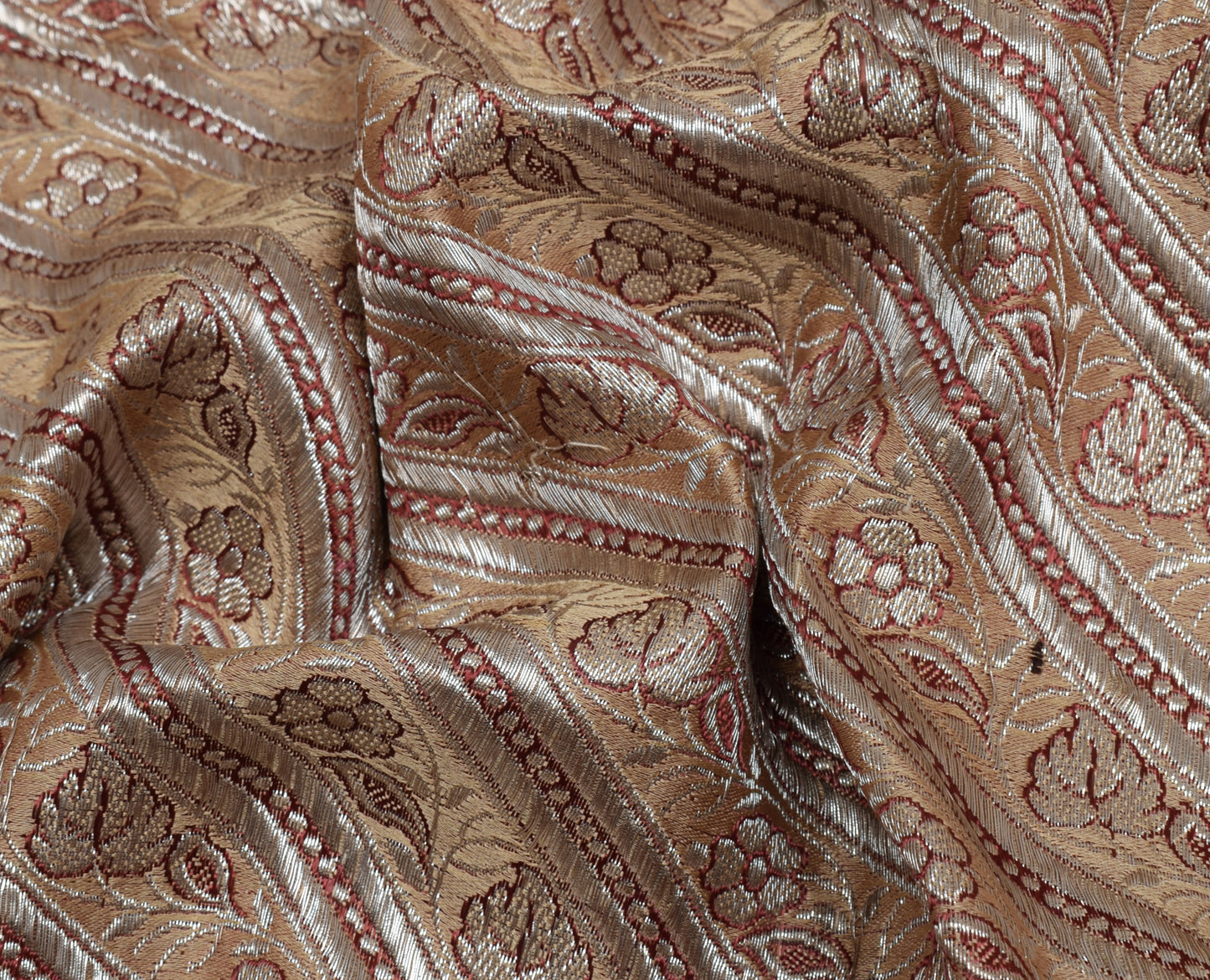 Sushila Vintage Heavy Saree Pure Satin Silk Banarasi Brocade Woven Sari Fabric