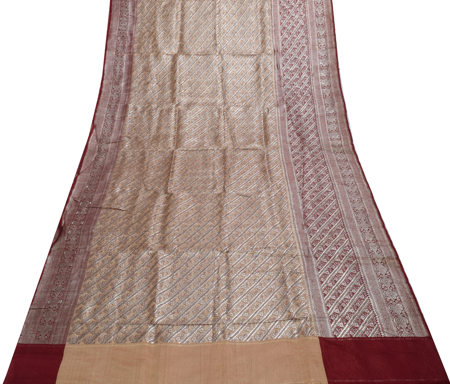Sushila Vintage Heavy Saree Pure Satin Silk Banarasi Brocade Woven Sari Fabric