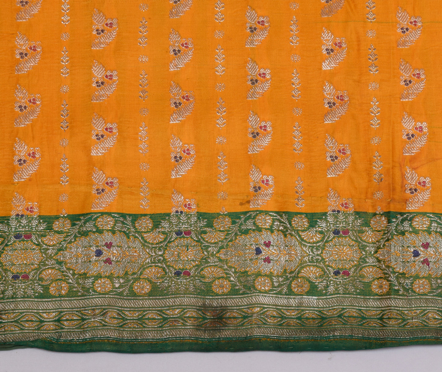 Sushila Vintage Heavy Saree Pure Satin Silk Banarasi Brocade Woven Sari Fabric