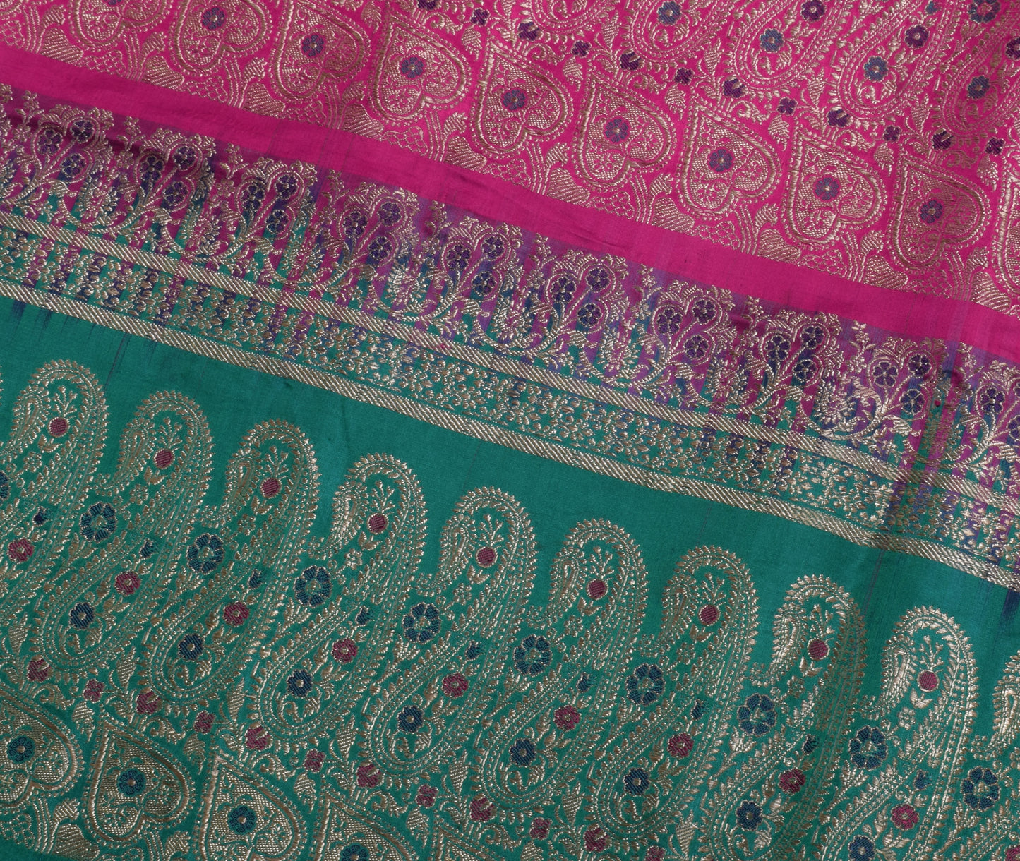 Sushila Vintage Heavy Saree Pure Satin Silk Banarasi Brocade Woven Sari Fabric