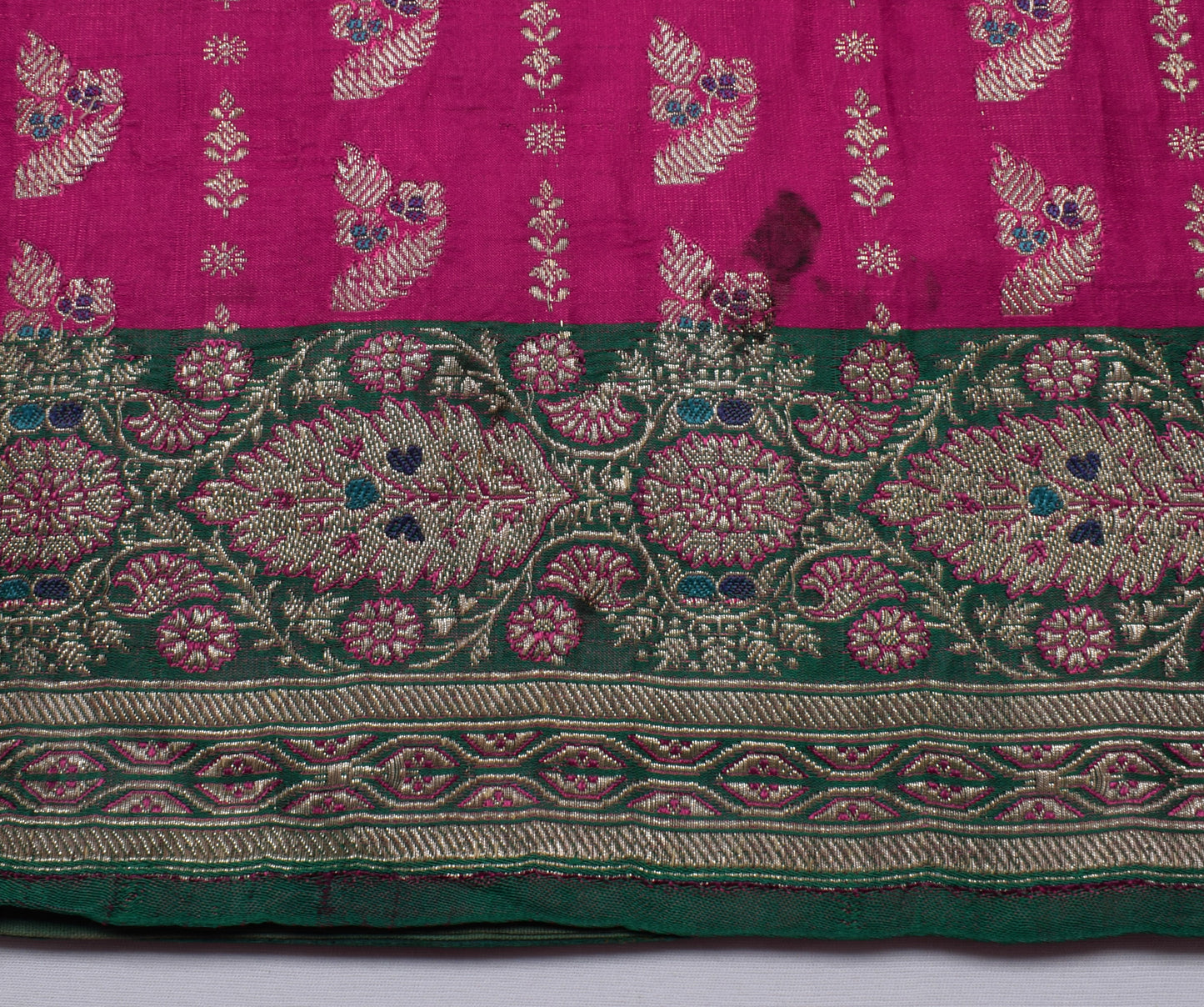 Sushila Vintage Heavy Saree Pure Satin Silk Banarasi Brocade Woven Sari Fabric