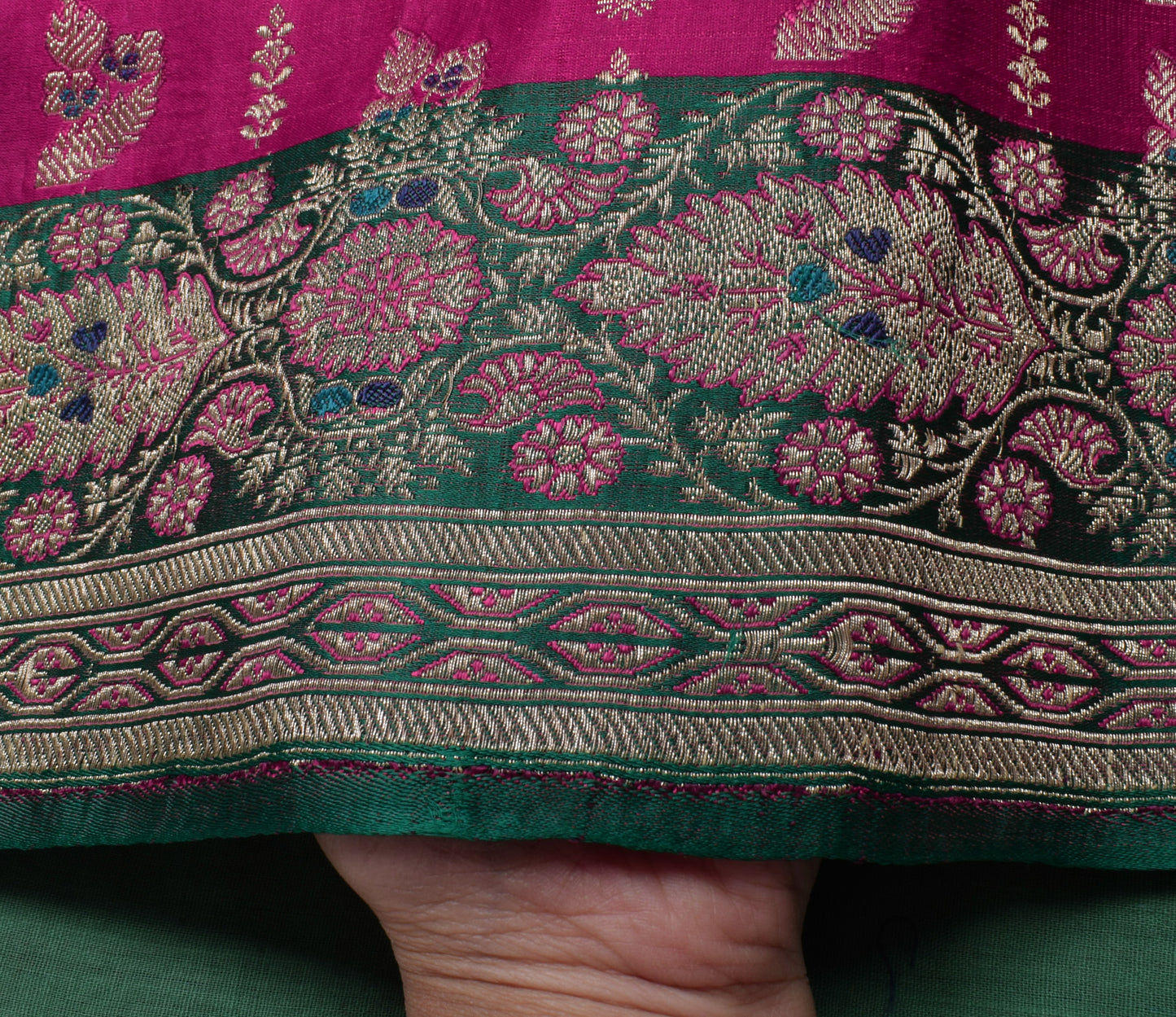 Sushila Vintage Heavy Saree Pure Satin Silk Banarasi Brocade Woven Sari Fabric