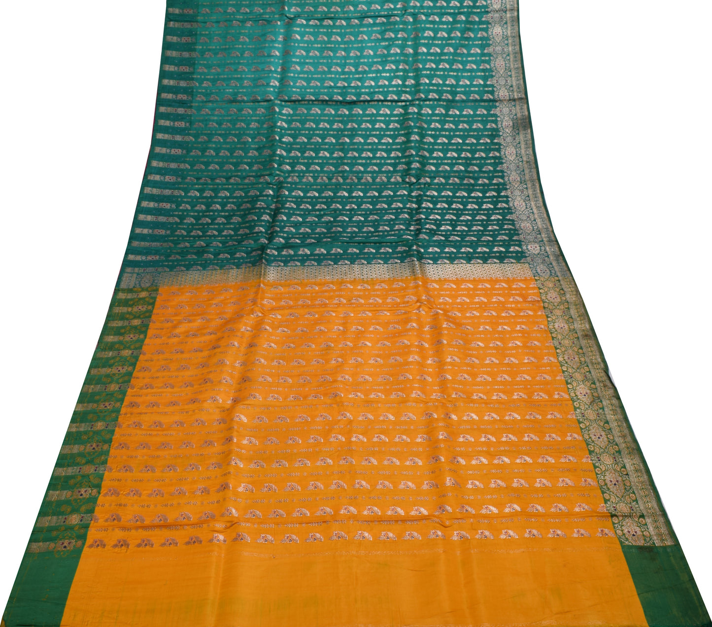 Sushila Vintage Heavy Saree Pure Satin Silk Banarasi Brocade Woven Sari Fabric