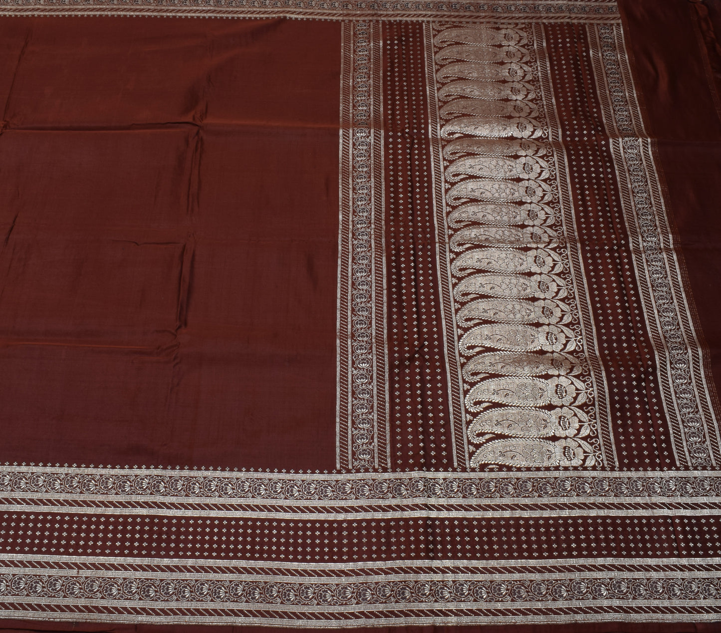 Sushila Vintage Heavy Saree Pure Satin Silk Banarasi Brocade Woven Sari Fabric