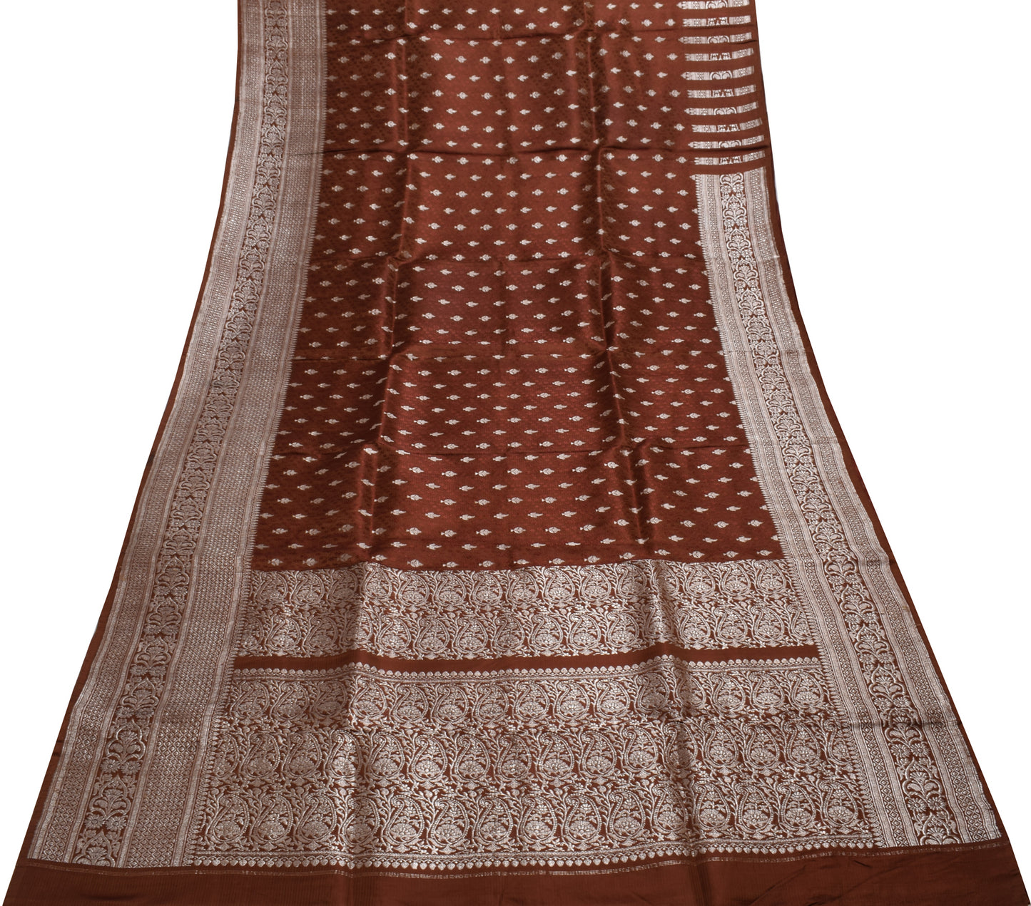 Sushila Vintage Heavy Saree Pure Satin Silk Banarasi Brocade Woven Sari Fabric