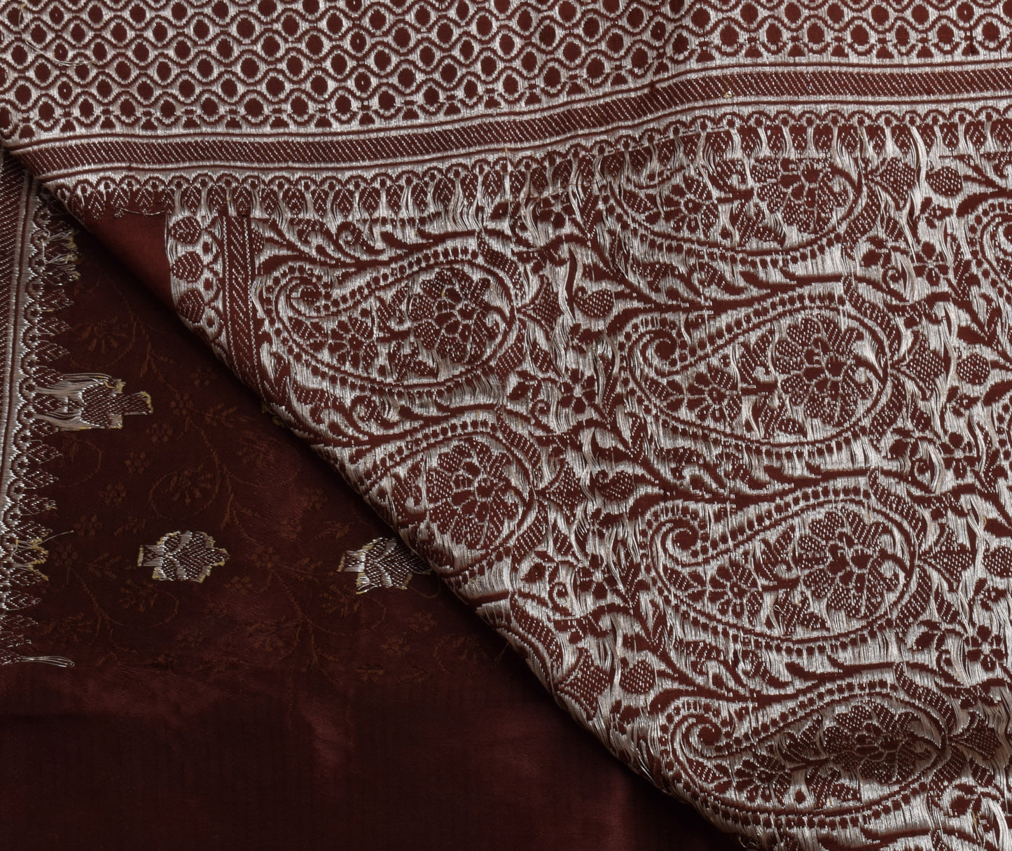 Sushila Vintage Heavy Saree Pure Satin Silk Banarasi Brocade Woven Sari Fabric