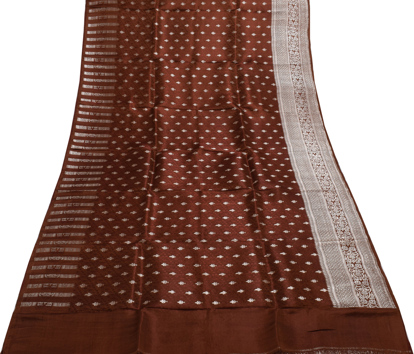 Sushila Vintage Heavy Saree Pure Satin Silk Banarasi Brocade Woven Sari Fabric