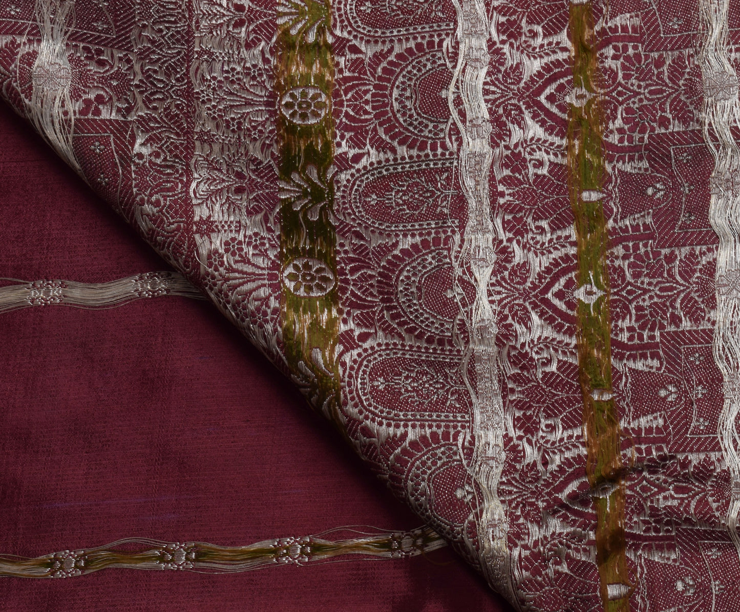 Sushila Vintage Heavy Saree Blend Satin Silk Banarasi Brocade Woven Sari Fabric