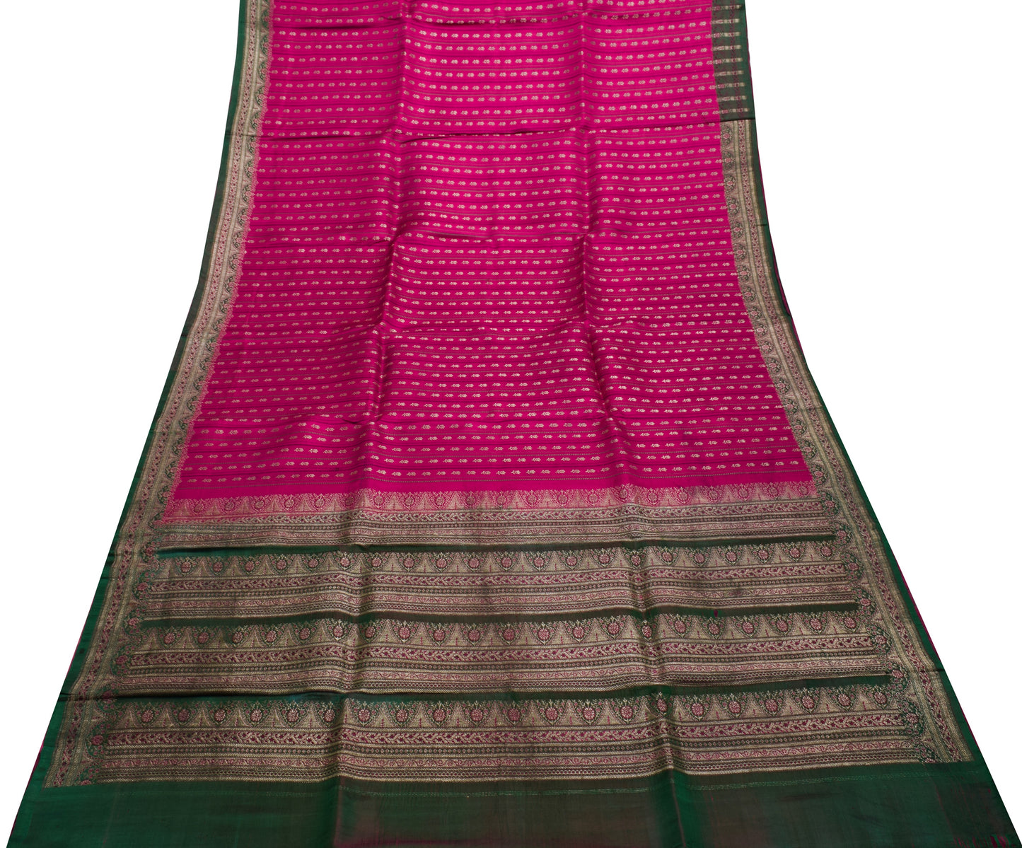 Sushila Vintage Heavy Saree Pure Satin Silk Banarasi Brocade Woven Sari Fabric