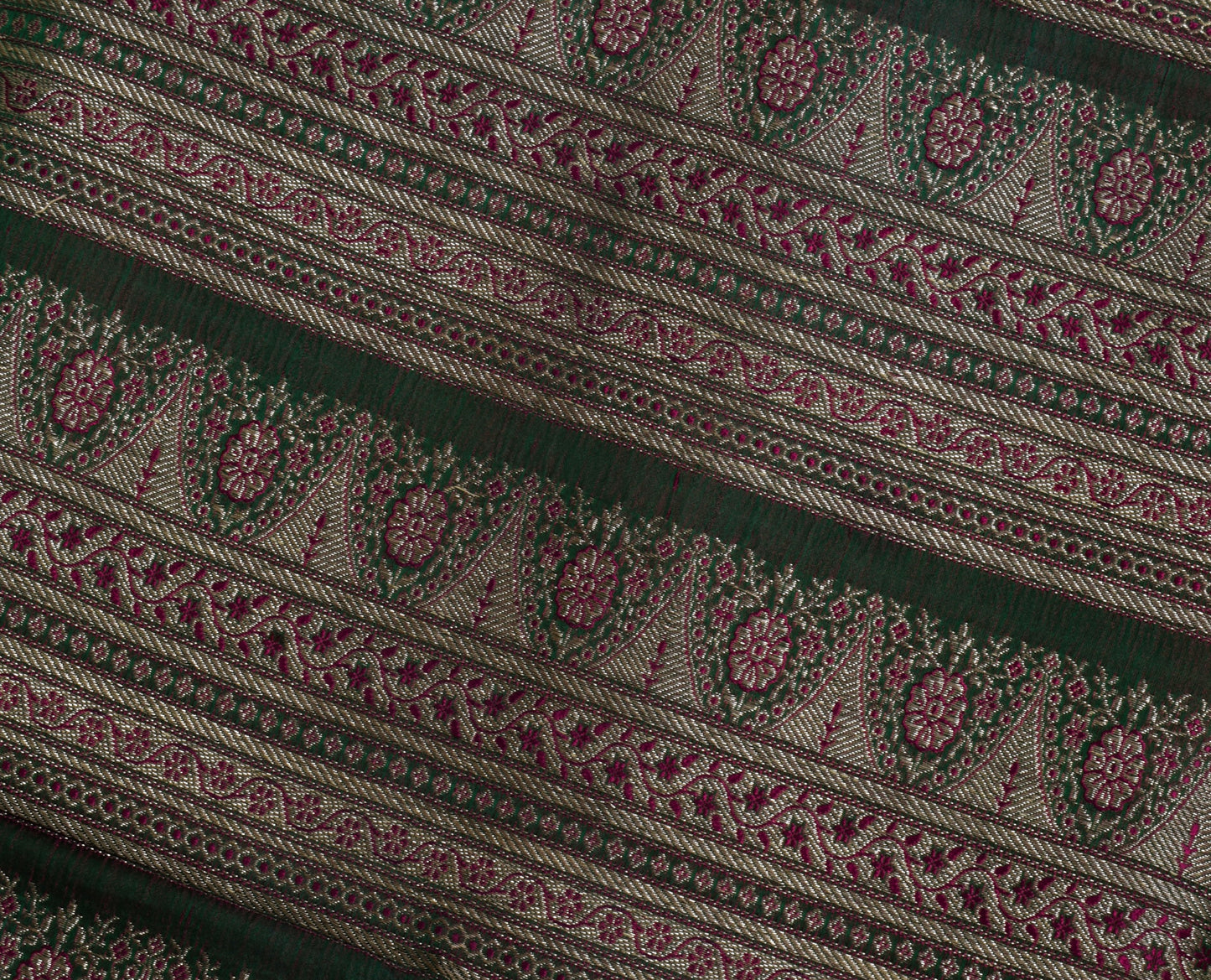Sushila Vintage Heavy Saree Pure Satin Silk Banarasi Brocade Woven Sari Fabric