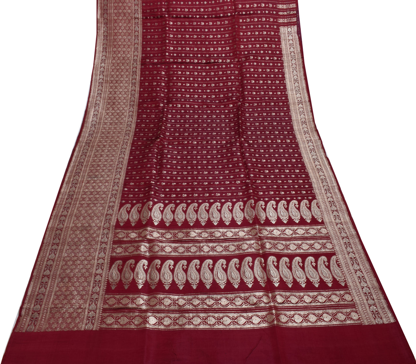 Sushila Vintage Heavy Saree Pure Satin Silk Banarasi Brocade Woven Sari Fabric