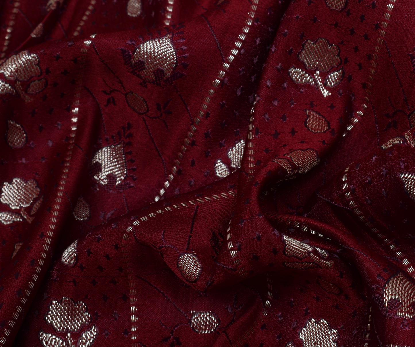 Sushila Vintage Heavy Saree Pure Satin Silk Banarasi Brocade Woven Sari Fabric