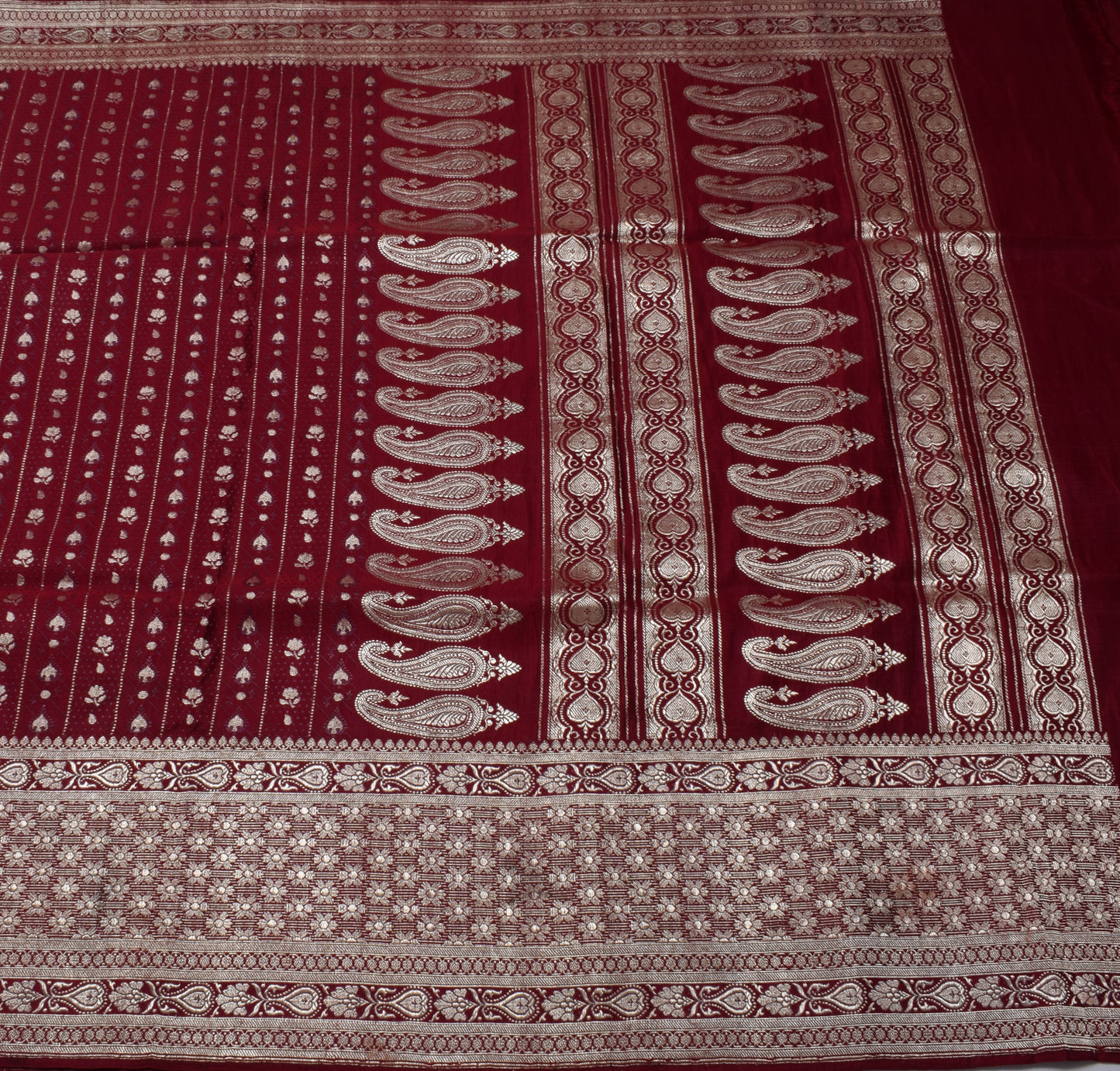 Sushila Vintage Heavy Saree Pure Satin Silk Banarasi Brocade Woven Sari Fabric