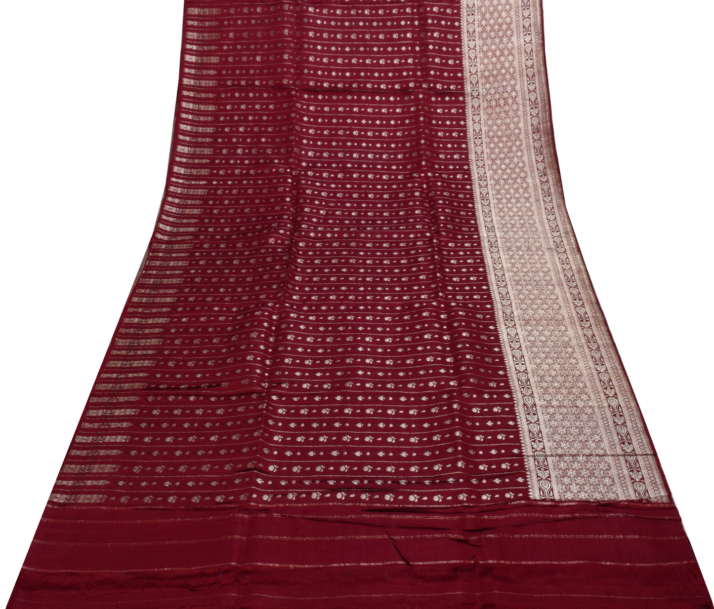 Sushila Vintage Heavy Saree Pure Satin Silk Banarasi Brocade Woven Sari Fabric