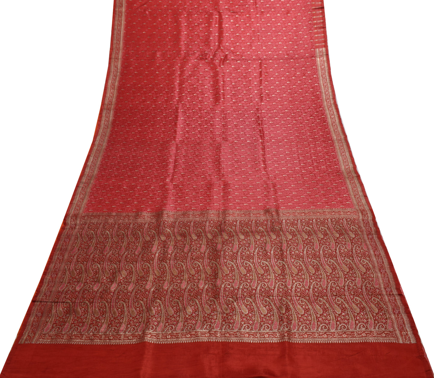 Sushila Vintage Heavy Saree Pure Satin Silk Banarasi Brocade Woven Sari Fabric