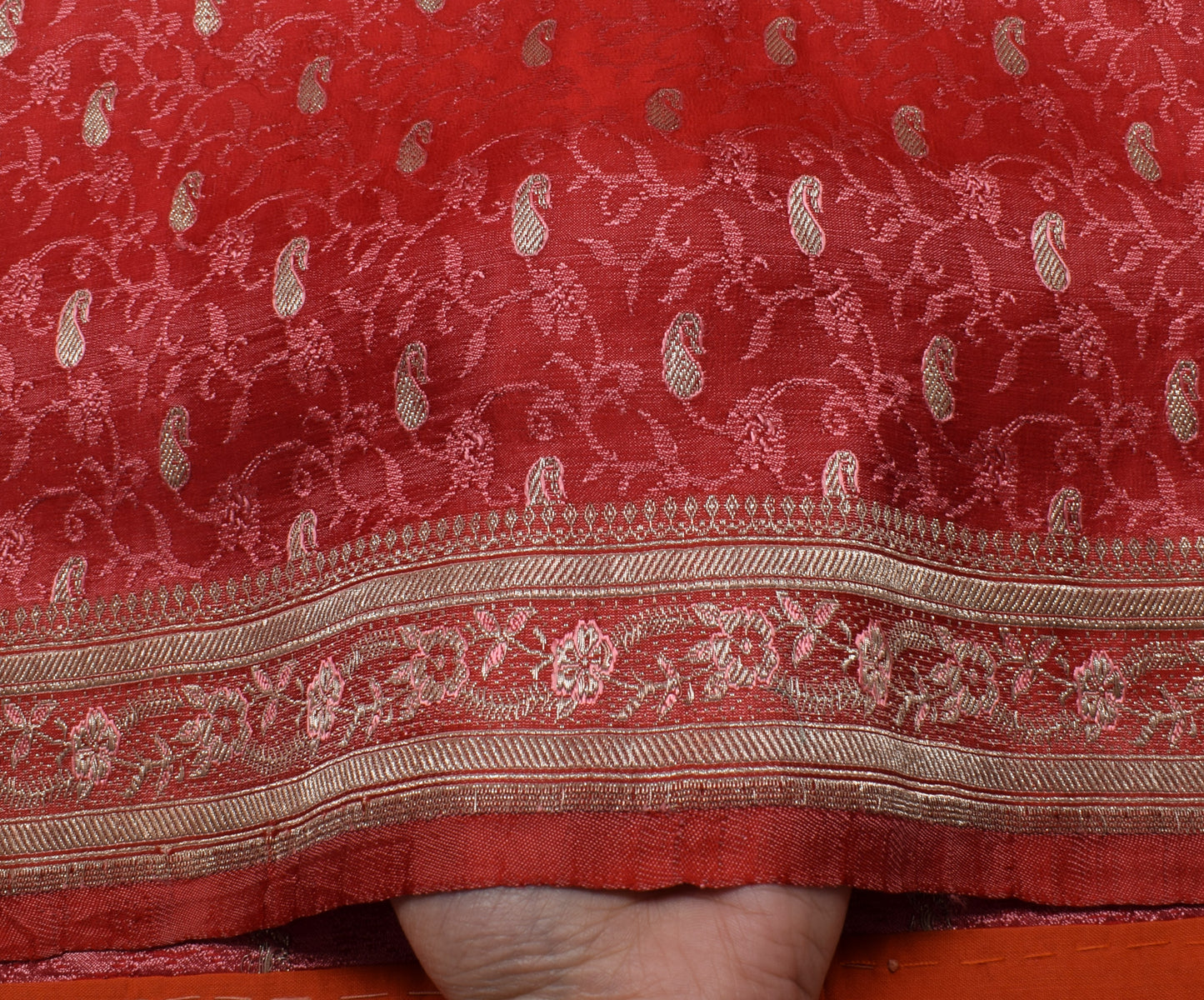 Sushila Vintage Heavy Saree Pure Satin Silk Banarasi Brocade Woven Sari Fabric