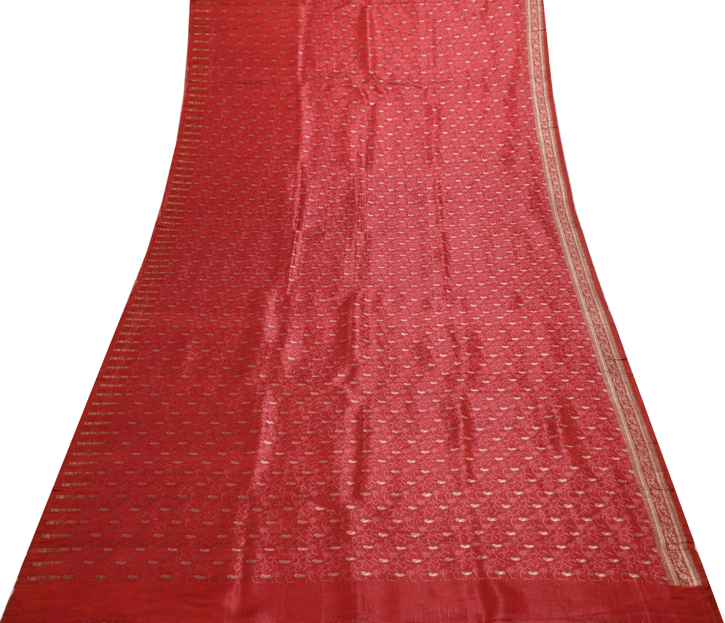 Sushila Vintage Heavy Saree Pure Satin Silk Banarasi Brocade Woven Sari Fabric