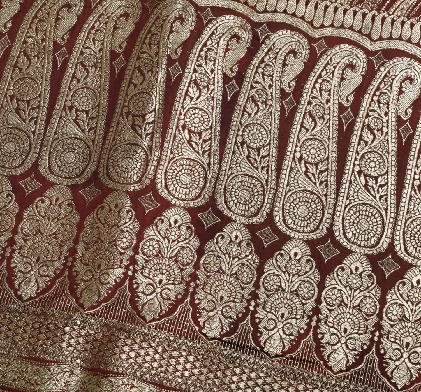 Sushila Vintage Heavy Saree Pure Satin Silk Banarasi Brocade Woven Sari Fabric