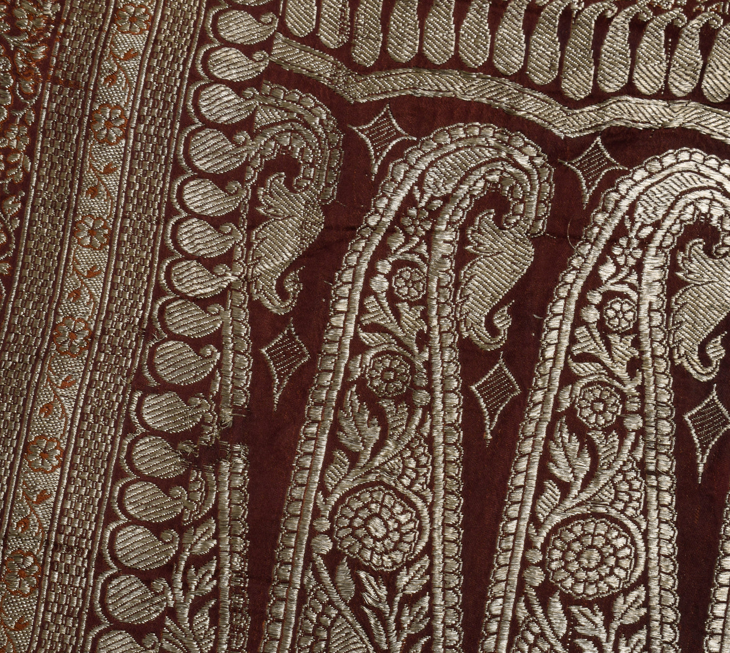 Sushila Vintage Heavy Saree Pure Satin Silk Banarasi Brocade Woven Sari Fabric