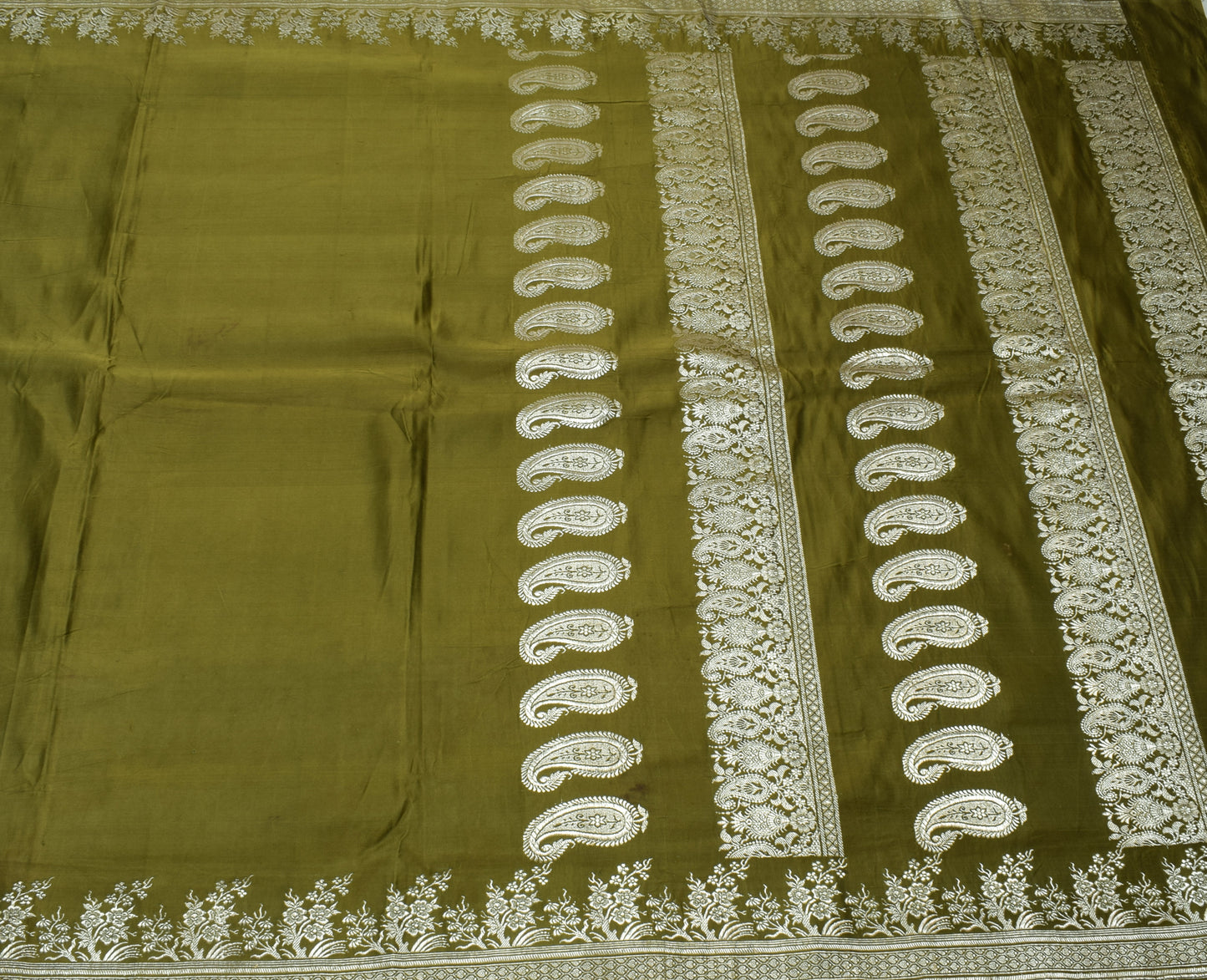 Sushila Vintage Heavy Saree Pure Satin Silk Banarasi Brocade Woven Sari Fabric