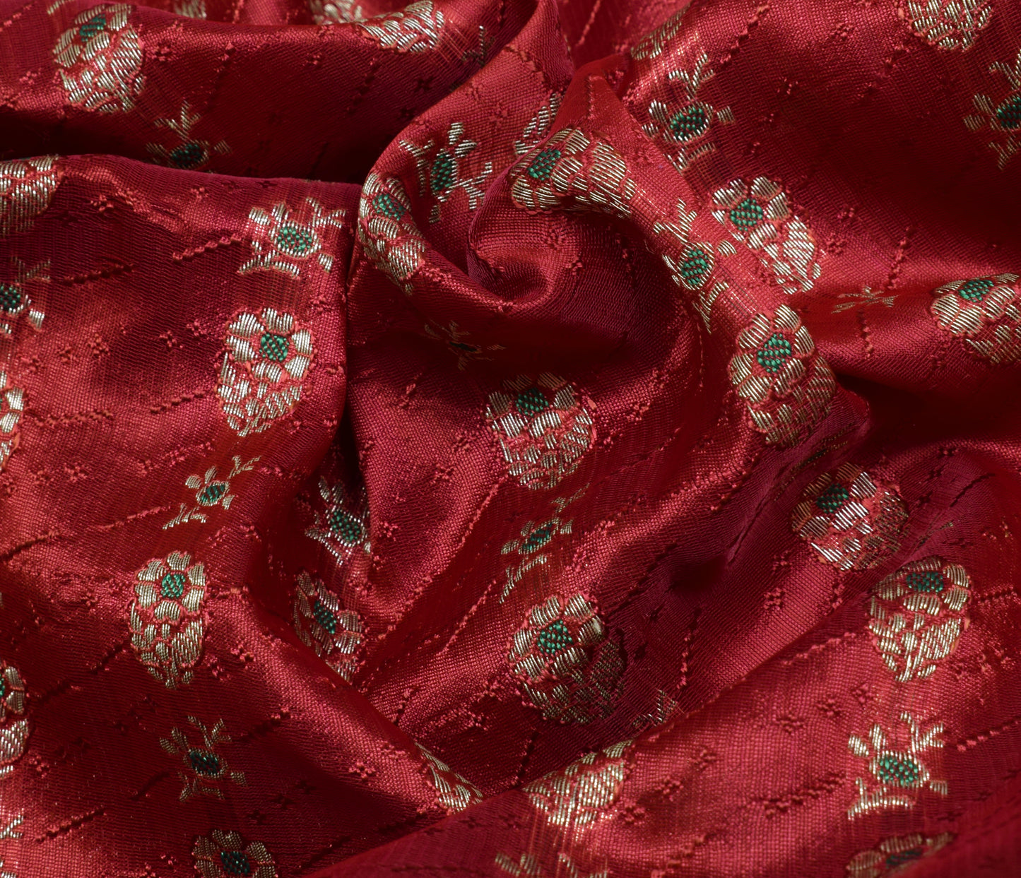 Sushila Vintage Heavy Maroon Saree Art Satin Silk Banarasi Brocade Woven Sari Fabric