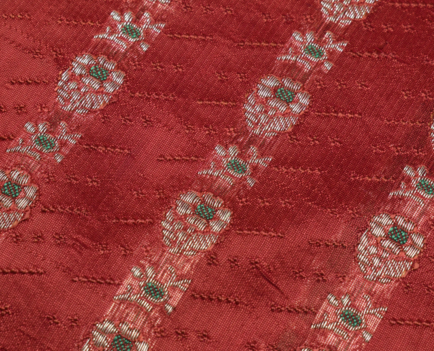 Sushila Vintage Heavy Maroon Saree Art Satin Silk Banarasi Brocade Woven Sari Fabric