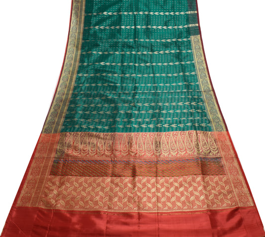 Woven Magenta Vintage Sari Remnant Scrap Net Mesh Fabric for