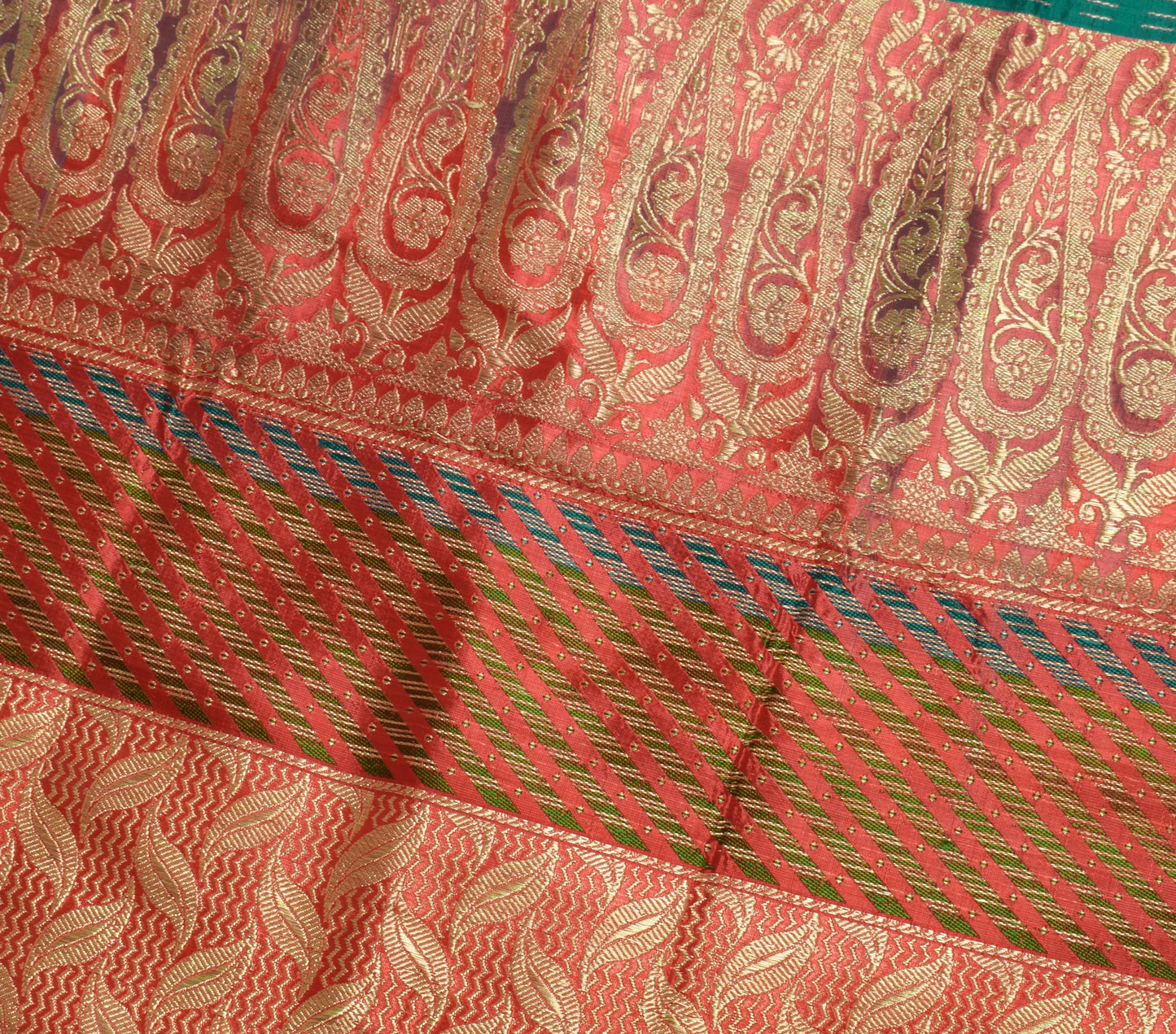 Sushila Vintage Heavy Saree Blend Satin Silk Banarasi Brocade Woven Sari Fabric