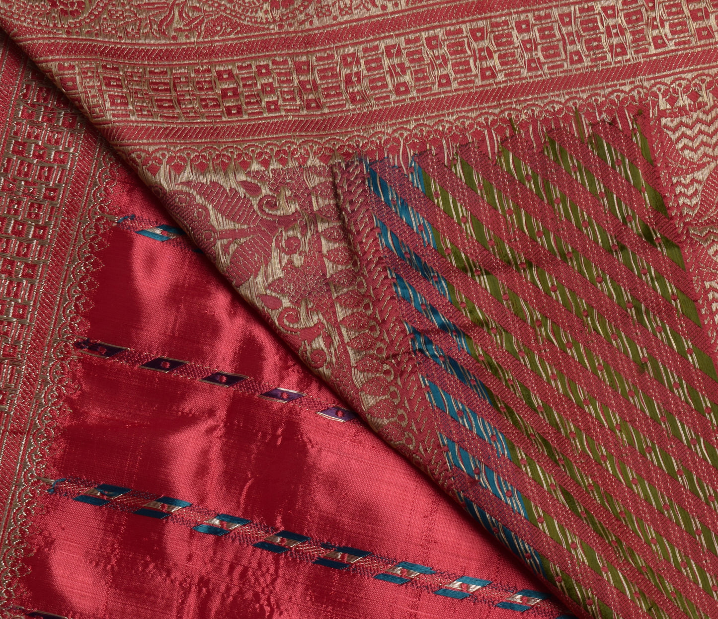 Sushila Vintage Heavy Saree Blend Satin Silk Banarasi Brocade Woven Sari Fabric