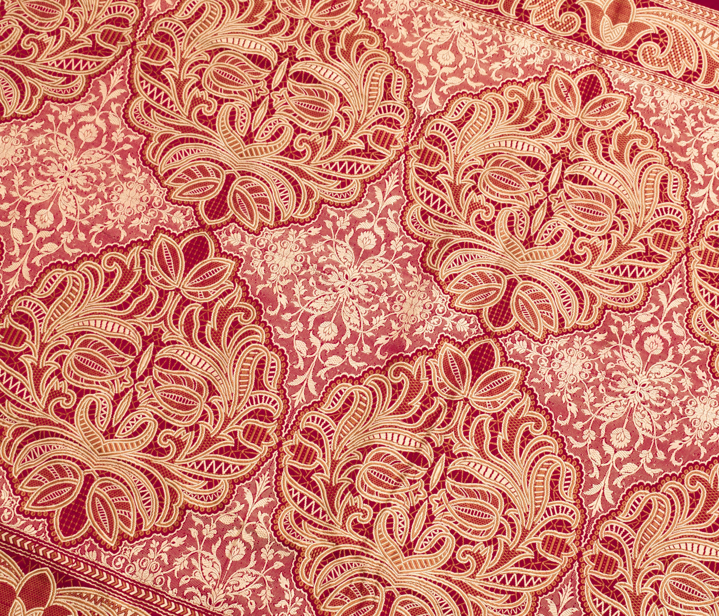 Sushila Vintage Heavy Saree Pure Satin Silk Banarasi Brocade Woven Sari Fabric