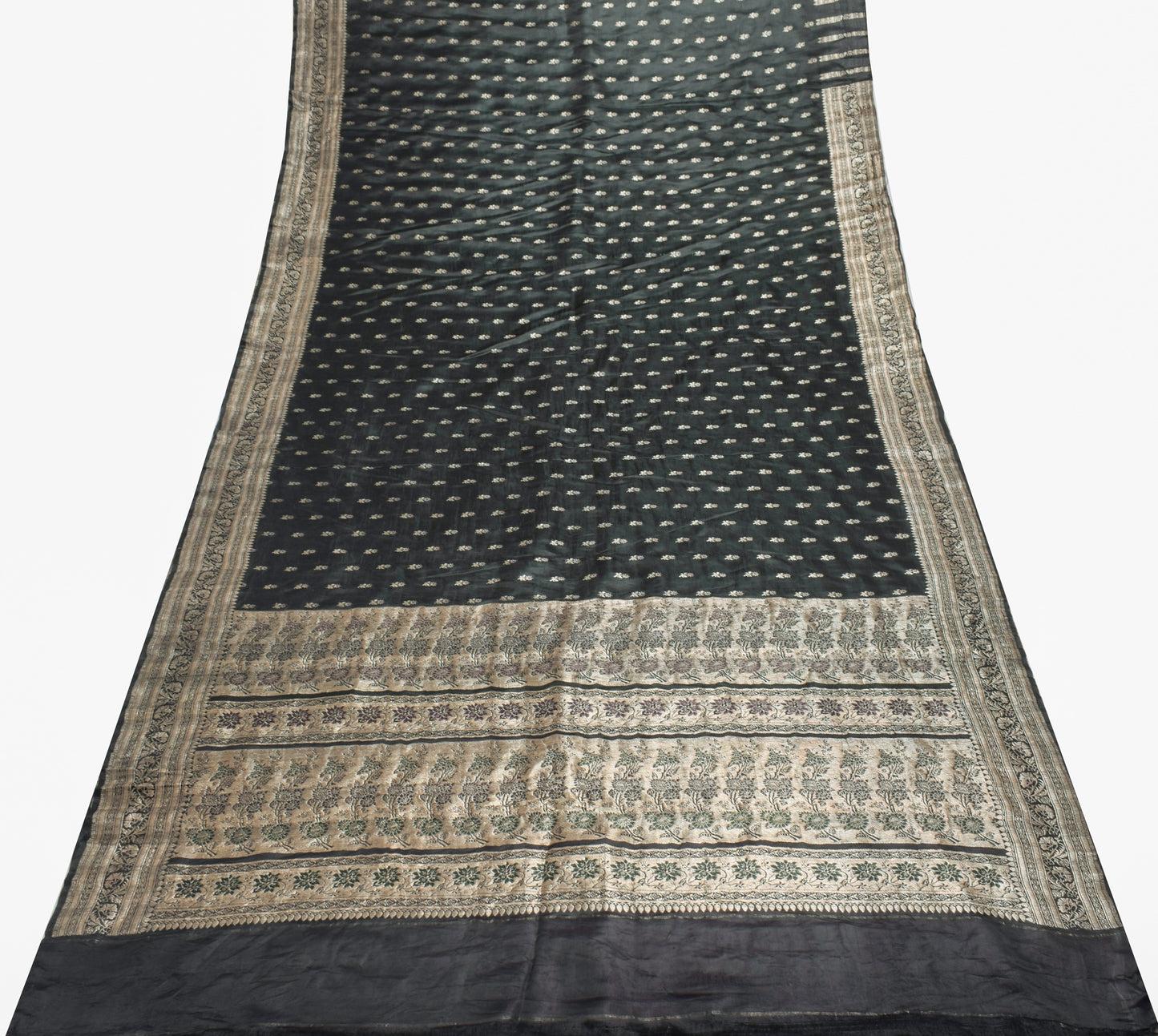 Sushila Vintage Heavy Saree Pure Satin Silk Banarasi Brocade Woven Sari Fabric
