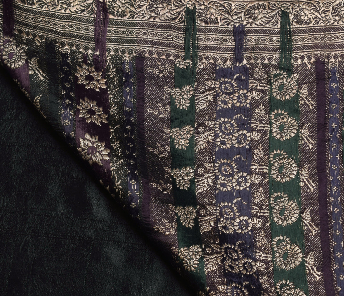 Sushila Vintage Heavy Saree Pure Satin Silk Banarasi Brocade Woven Sari Fabric