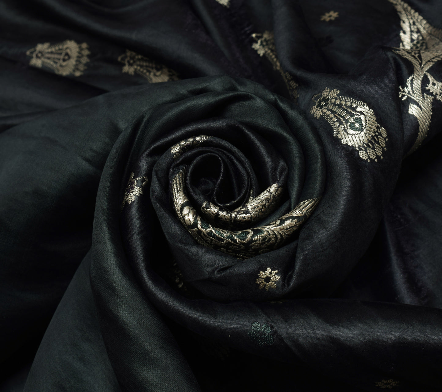 Sushila Vintage Heavy Saree Pure Satin Silk Banarasi Brocade Woven Sari Fabric