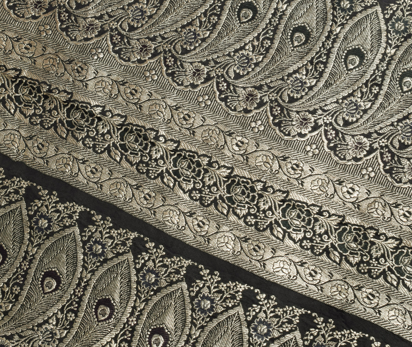 Sushila Vintage Heavy Saree Pure Satin Silk Banarasi Brocade Woven Sari Fabric