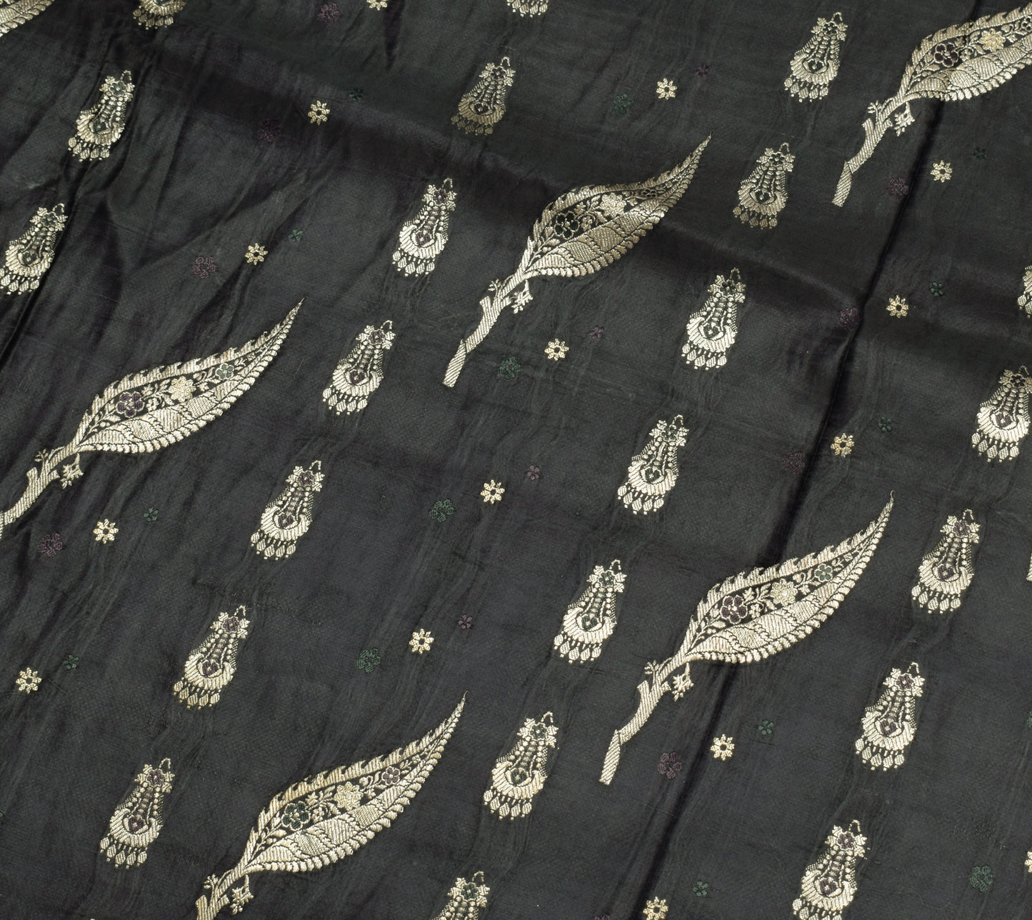 Sushila Vintage Heavy Saree Pure Satin Silk Banarasi Brocade Woven Sari Fabric