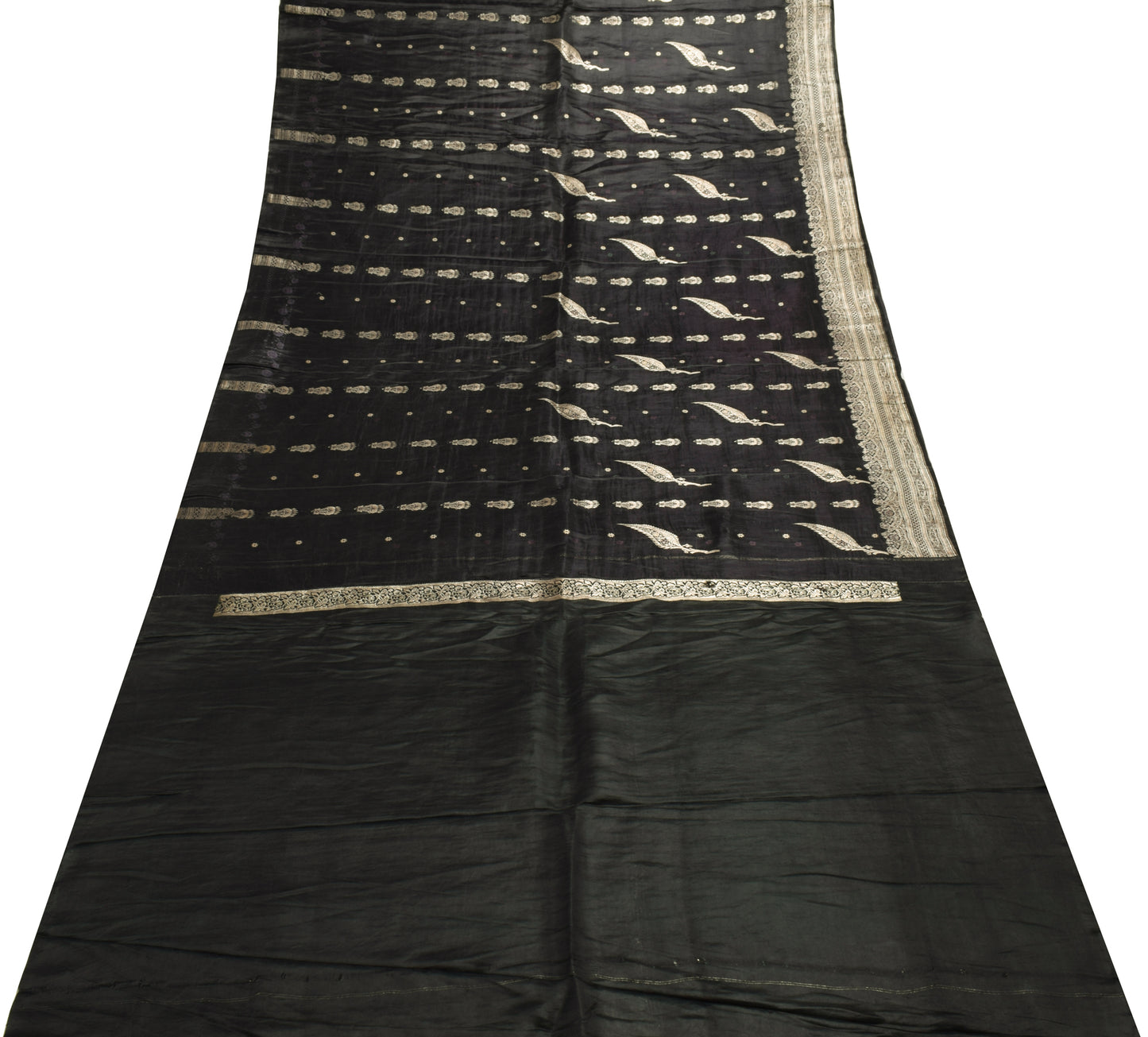 Sushila Vintage Heavy Saree Pure Satin Silk Banarasi Brocade Woven Sari Fabric