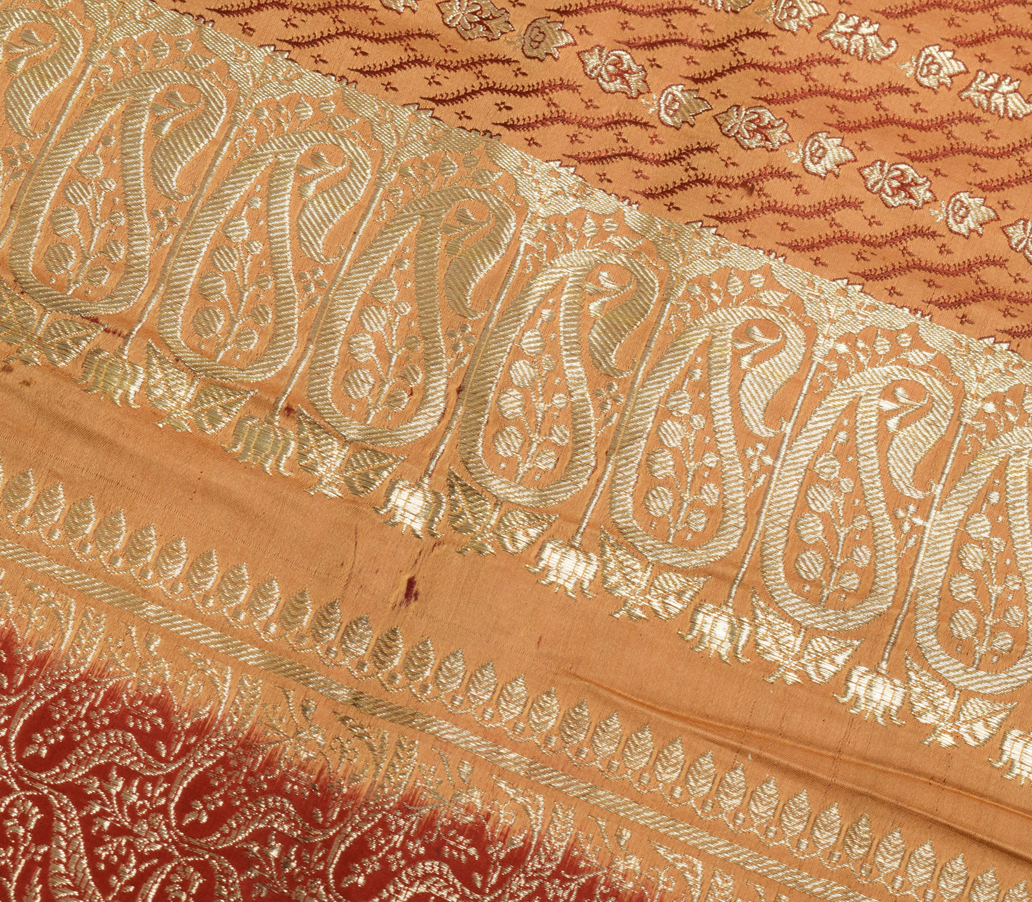 Sushila Vintage Heavy Saree Pure Satin Silk Banarasi Brocade Woven Sari Fabric