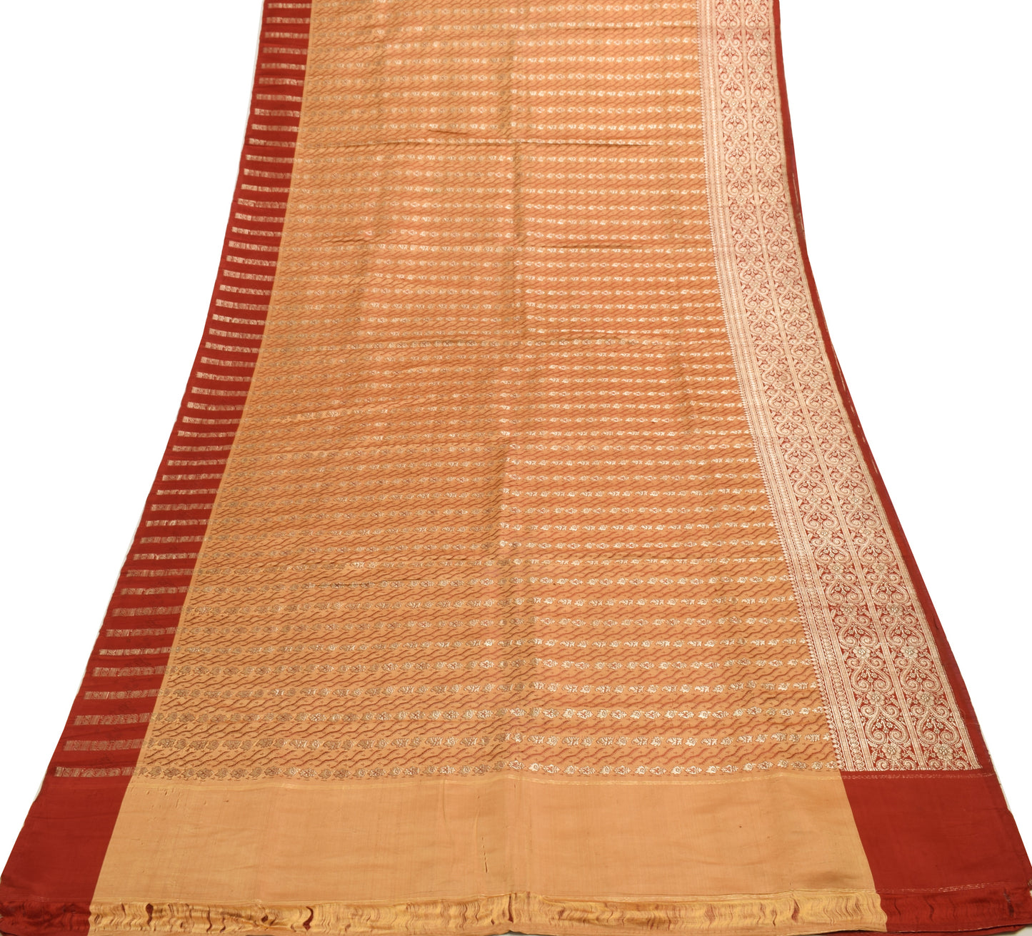Sushila Vintage Heavy Saree Pure Satin Silk Banarasi Brocade Woven Sari Fabric