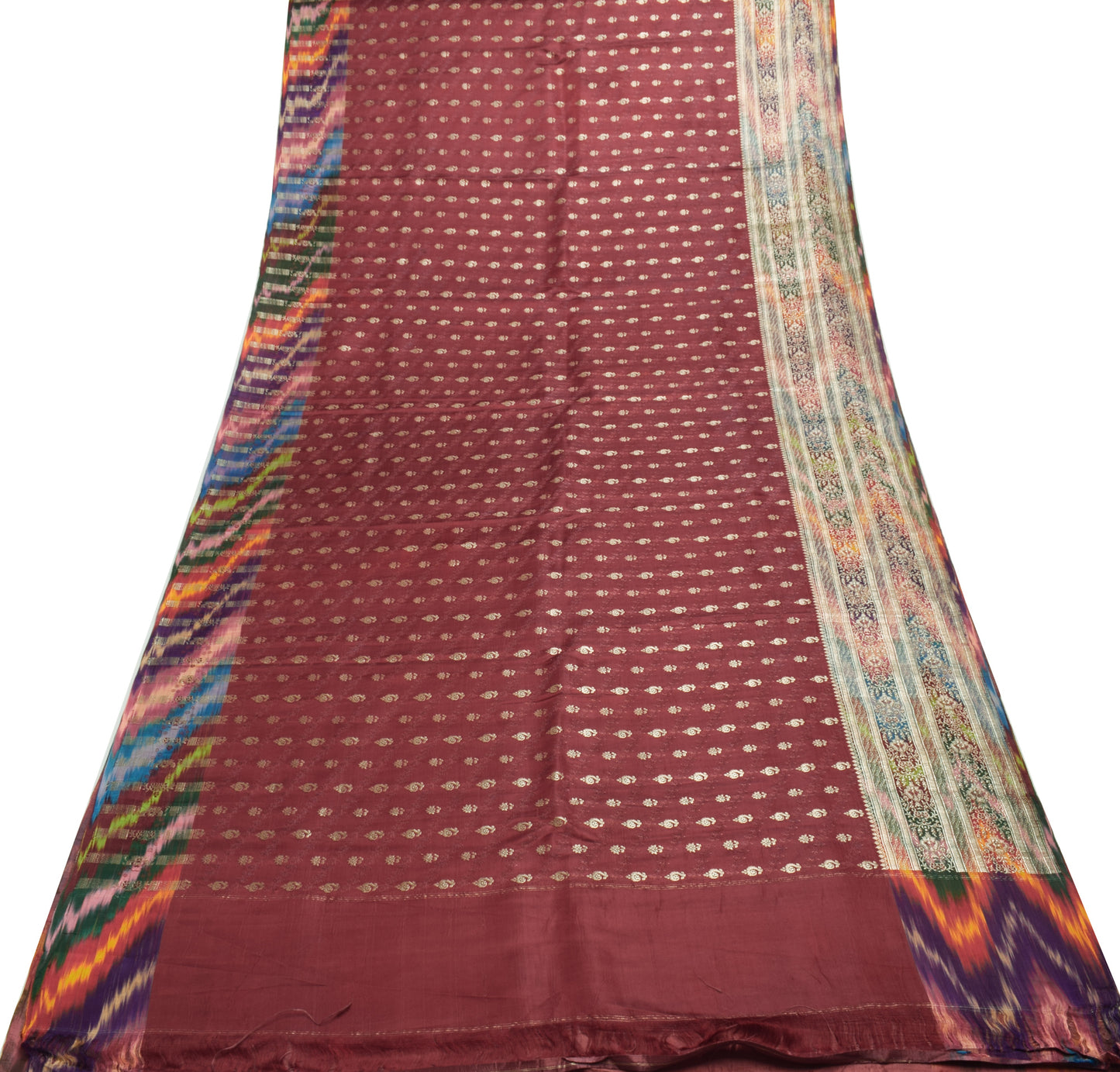Sushila Vintage Heavy Saree Pure Satin Silk Banarasi Brocade Woven Sari Fabric