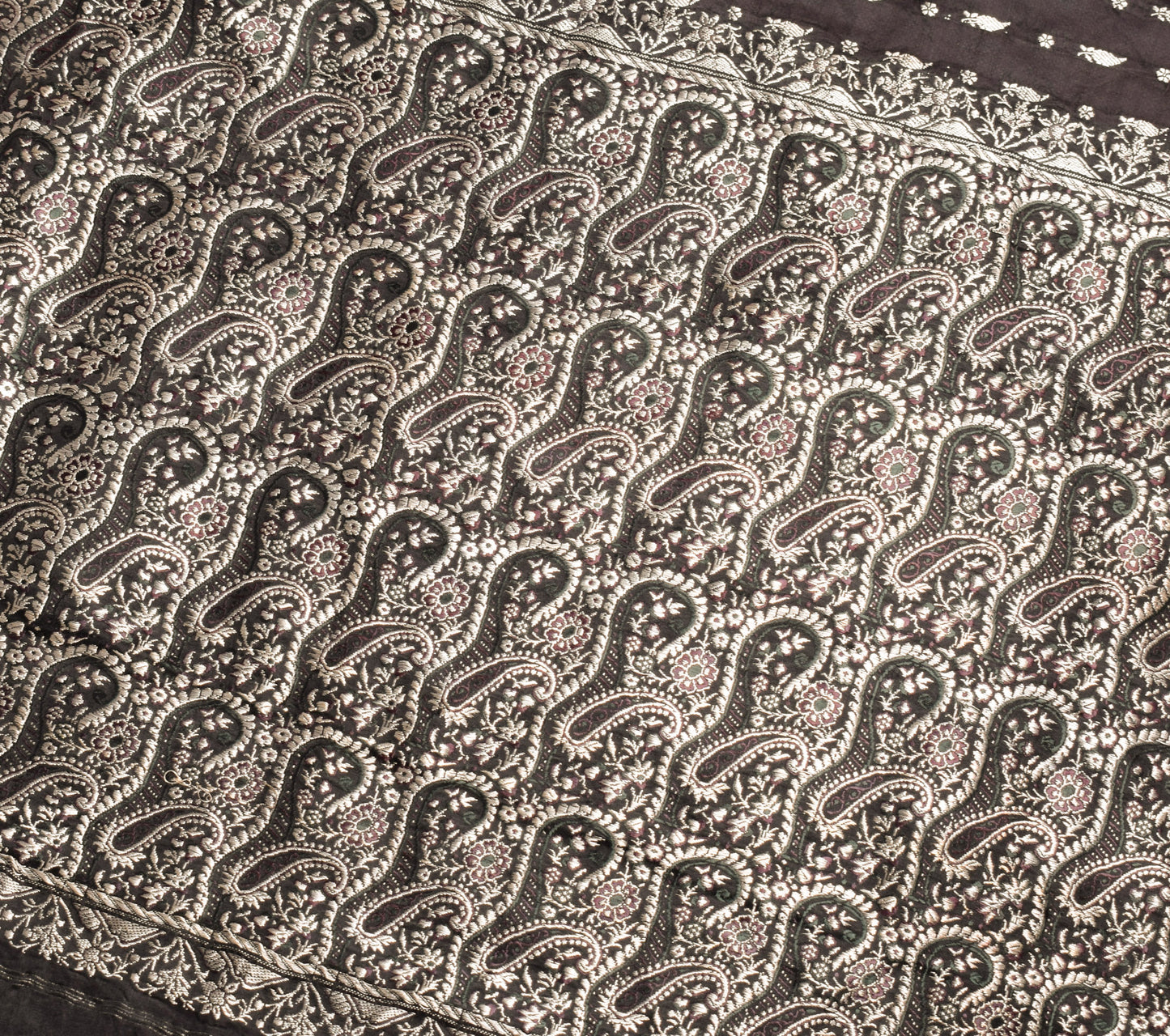 Sushila Vintage Heavy Saree Pure Satin Silk Banarasi Brocade Woven Sari Fabric