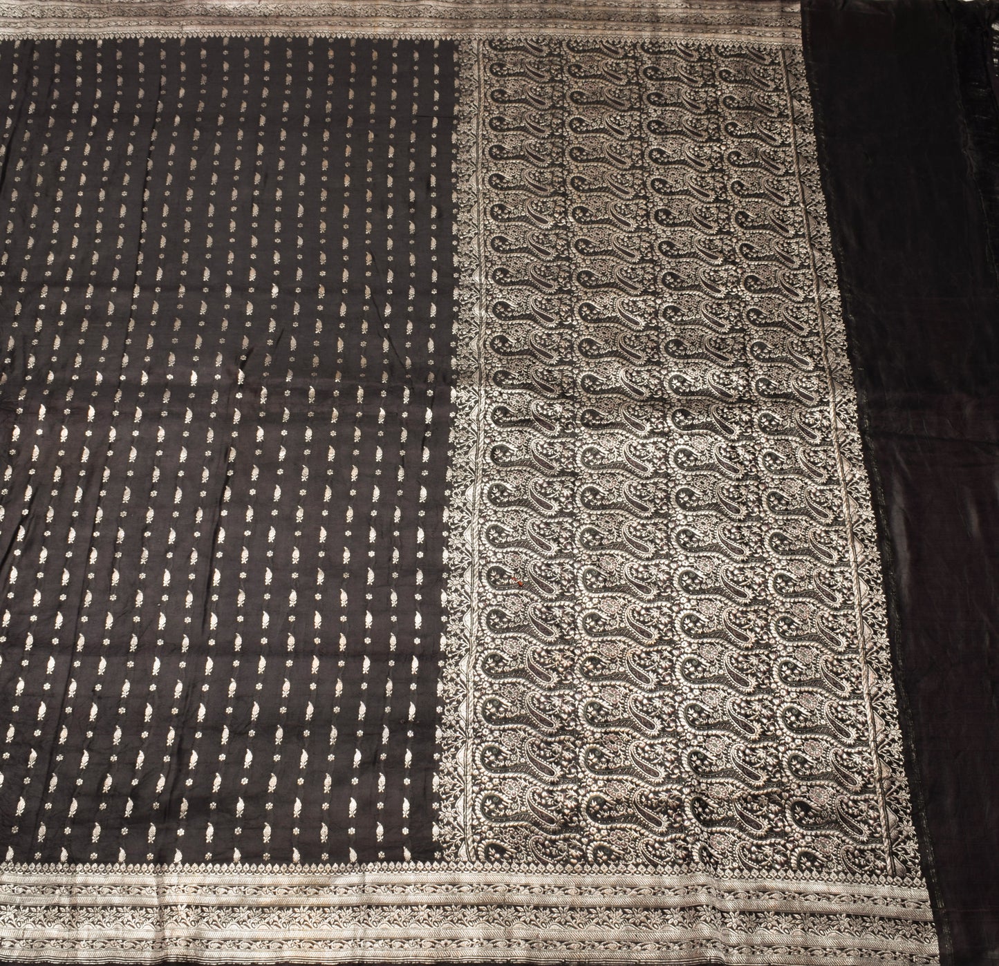Sushila Vintage Heavy Saree Pure Satin Silk Banarasi Brocade Woven Sari Fabric