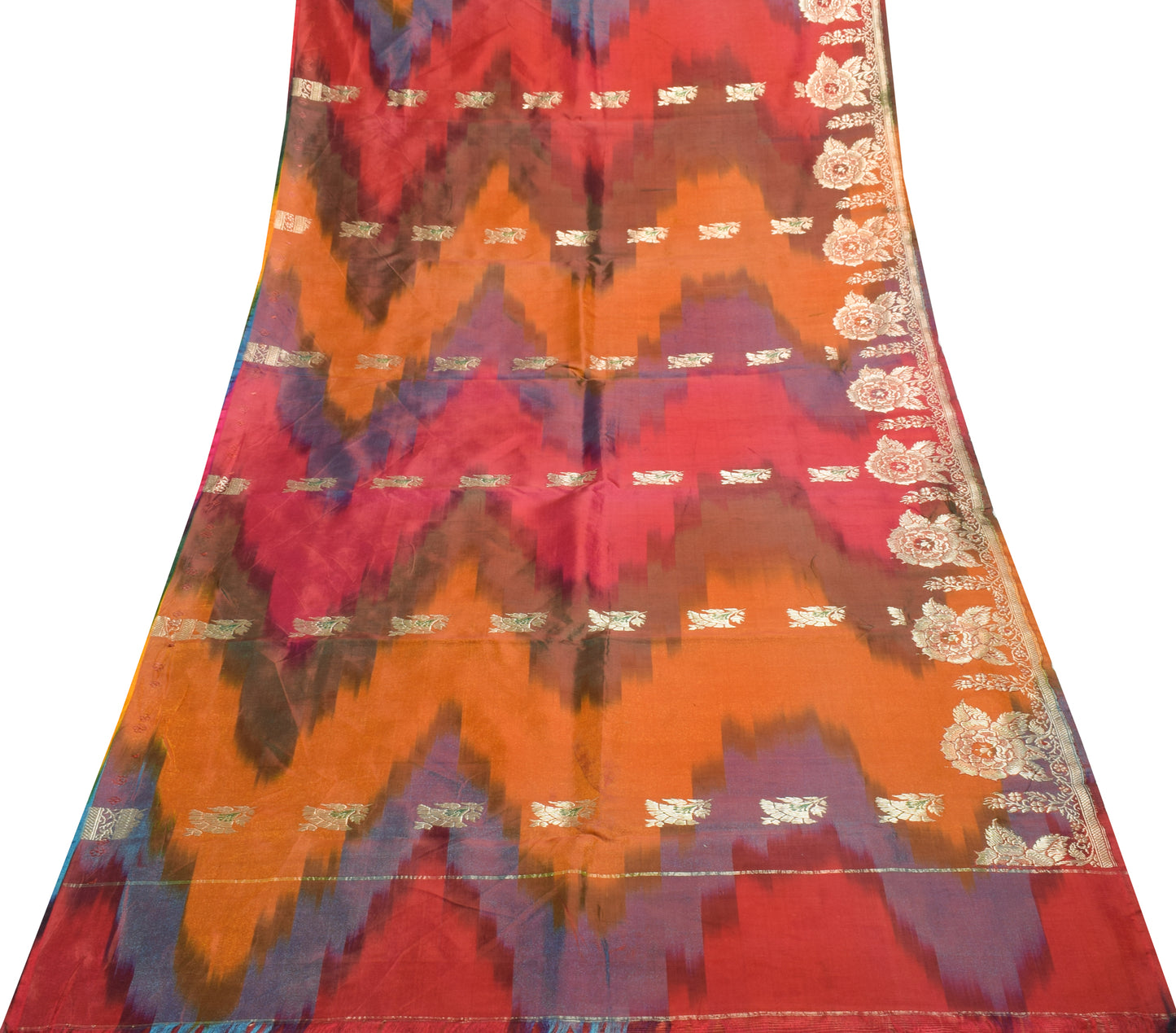 Sushila Vintage Heavy Saree Blend Satin Silk Banarasi Brocade Woven Sari Fabric
